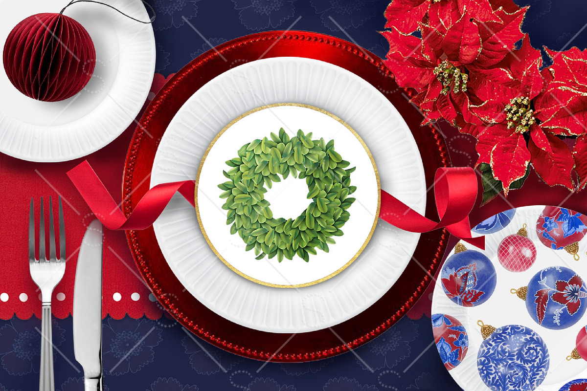 China Blue Christmas Ornaments Pack, a Decorative Illustration by Dana Designs (Photo 11 of 14)