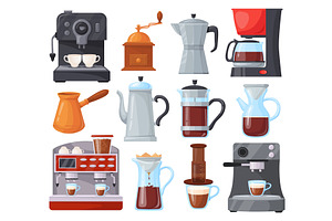 Cartoon Coffeemaker. Coffee Machines