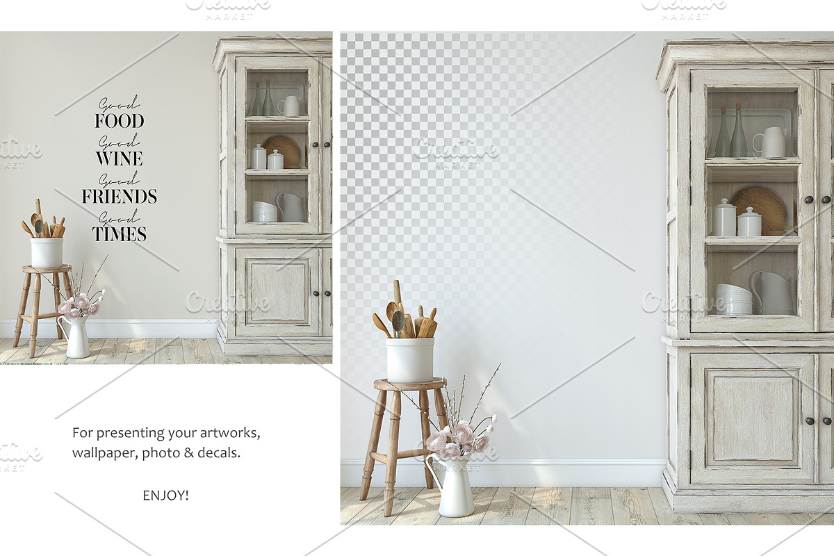COUNTRY KITCHEN Wall&Frame Mockups, a Print Template by MyHomeMockups (Photo 5 of 7)
