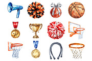 Watercolor Basketball Clipart, a Seasonal Illustration by CitraGraphics (Thumbnail 2 of 4)