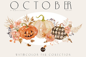 OCTOBER Watercolor Autumn Set