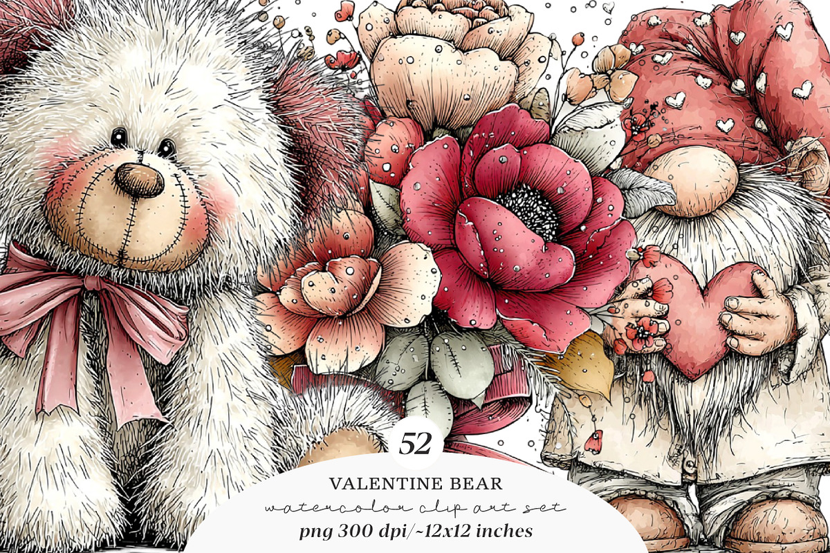 Romantic Watercolor Love Clipart, an Illustration by SinaCreation (Photo 1 of 9)