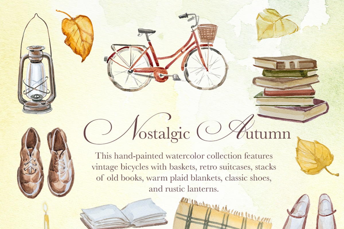 Hand Painted Nostalgic Autumn Set, a Decorative Illustration by ArtCreationsDesign (Photo 3 of 17)