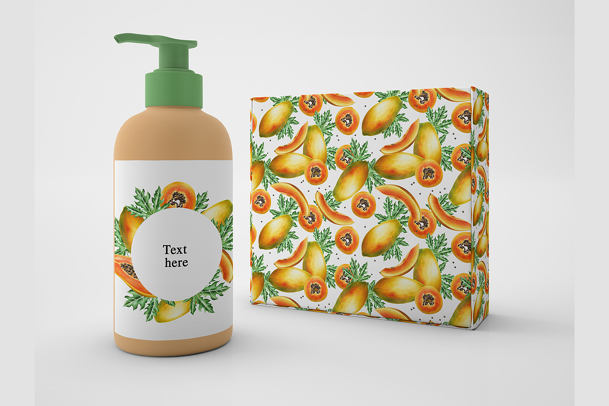 Papaya clipart in botanical style, a Food Illustration by Navenzeles (Photo 11 of 12)