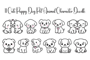 11 Cute Puppy Dog Character Doodle, an Animal Illustration by jongcreative
