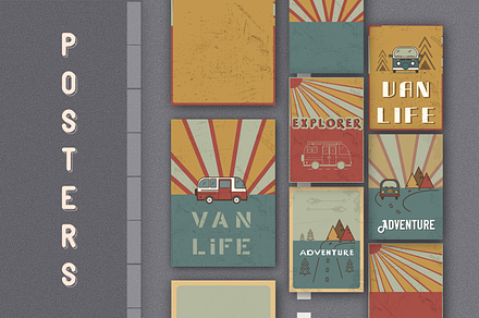 Van Life Adventure Retro Posters