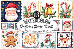 Christmas Postage Stamp Clipart