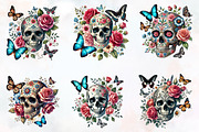 Skull floral sublimation clipart bun, an Illustration by RobertsArt (Thumbnail 3 of 4)