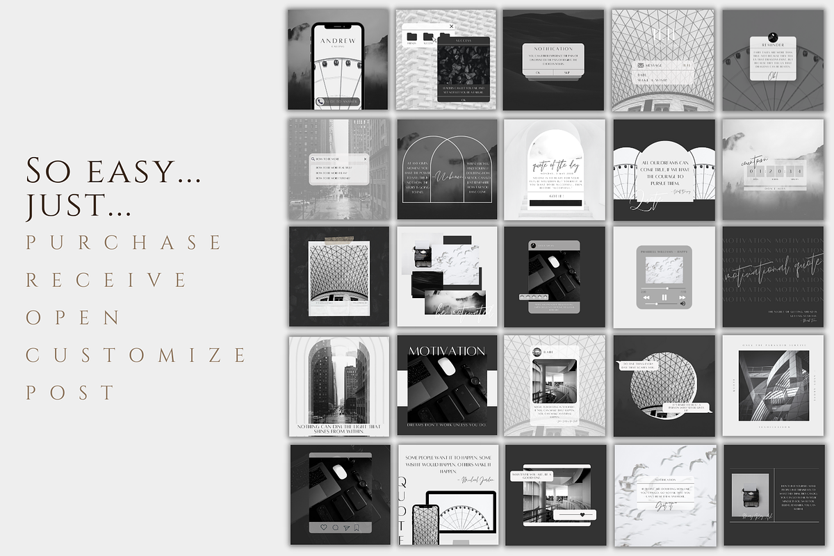 Black and White Instagram Branding, a Social Media Template by BRANDcontent