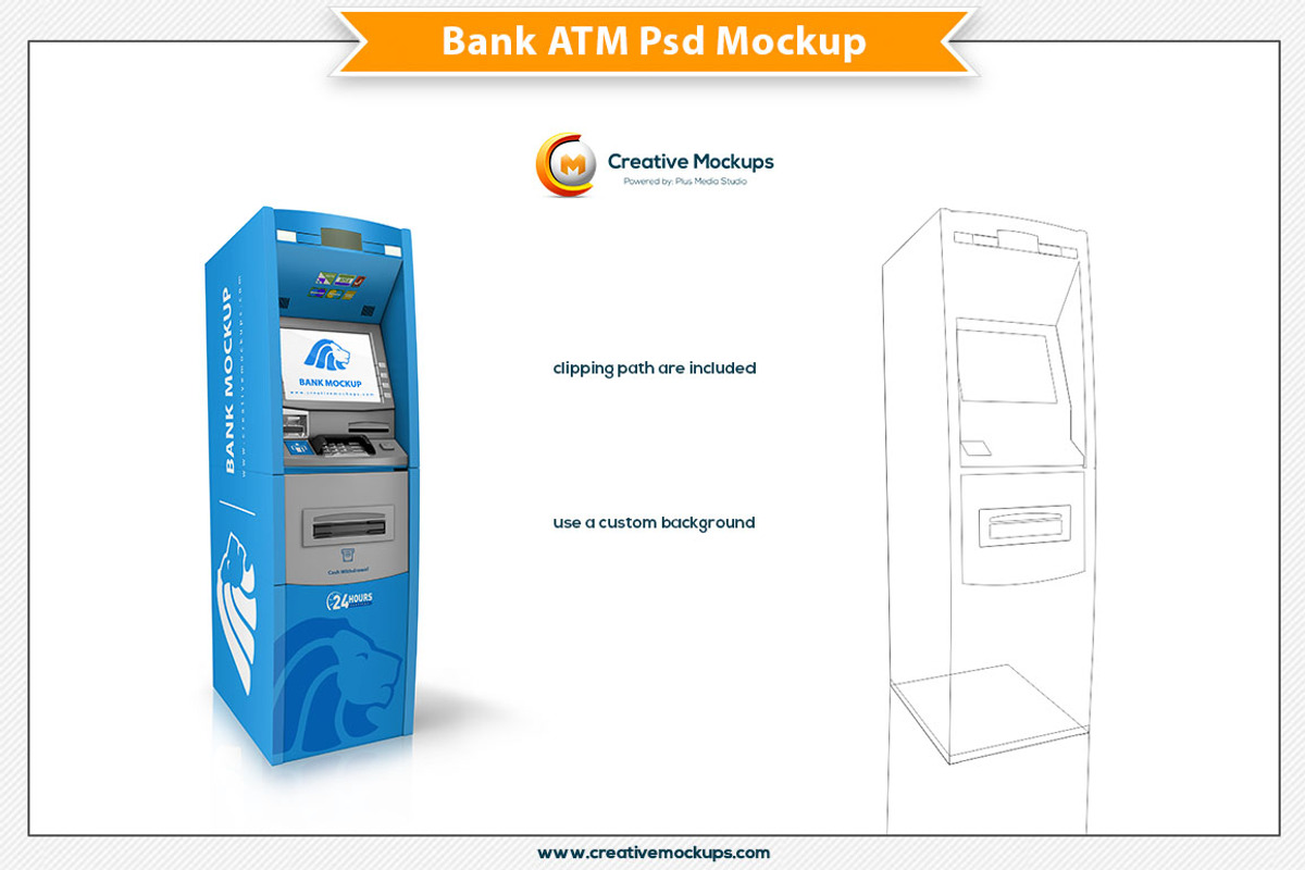 Bank ATM Psd Mockup, a Merchandise Mockup by Plus Media (Photo 3 of 3)