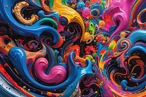 Swirling abstract paint ribbons, an Illustration by wavebreak