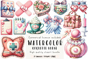 Watercolor Coquette Nurse Clipart, an Illustration by CreationArt (Thumbnail 1 of 5)