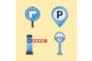 four parking signals icons, an Object Illustration by studiogstock