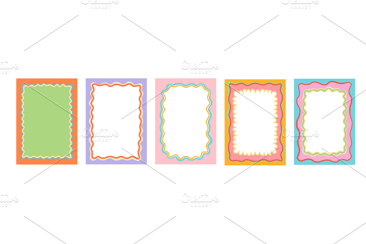 Color groovy scallop Y2K frames, an Object Illustration by Vector Tradition