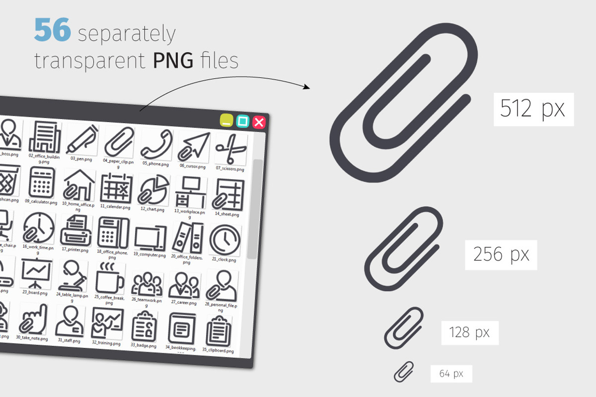 Office Line Icons Set, an Outline Icon by Voysla's Shop (Photo 3 of 4)