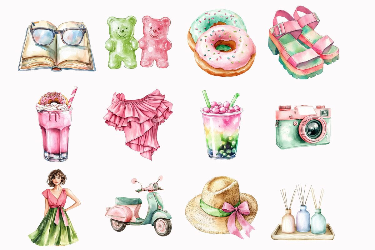 Watercolor Summer Mood Clipart, an Illustration by Design Market (Photo 3 of 4)