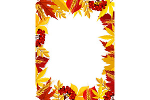 Autumn Vector Leaf Foliage Blank Fall Frame Poster