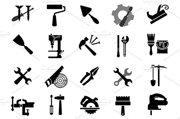 Black Icons Of Tools