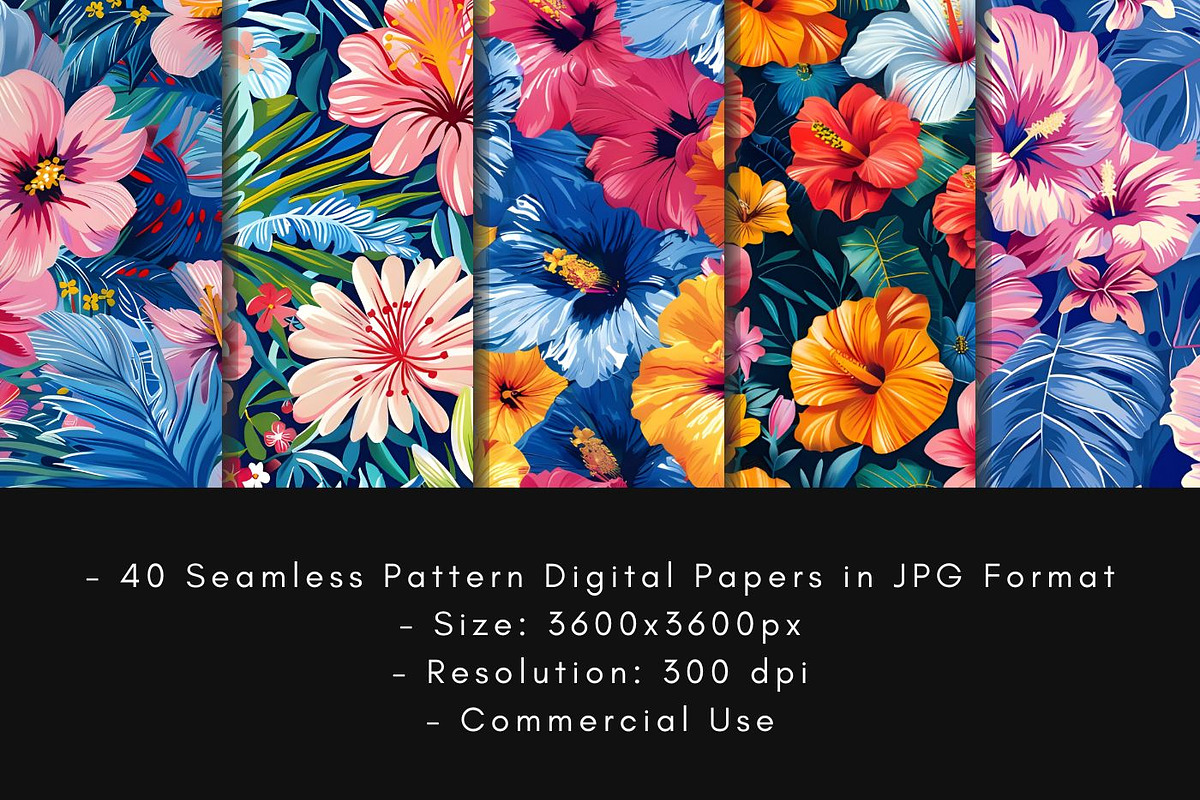 SUMMER FLOWERS SEAMLESS PATTERN, a Pattern Graphic by UniqueMe (Photo 1 of 11)