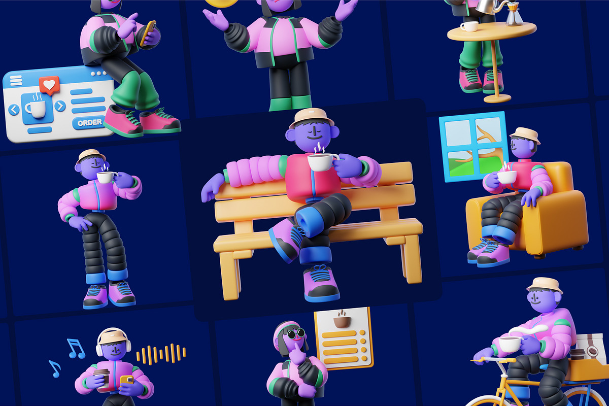 Coffee Culture: 3D Character Illustr, a Characters & Person 3D Model by orenjidesign (Photo 7 of 8)