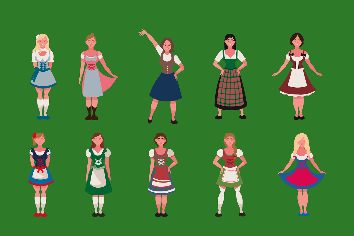 German Women Illustration Set