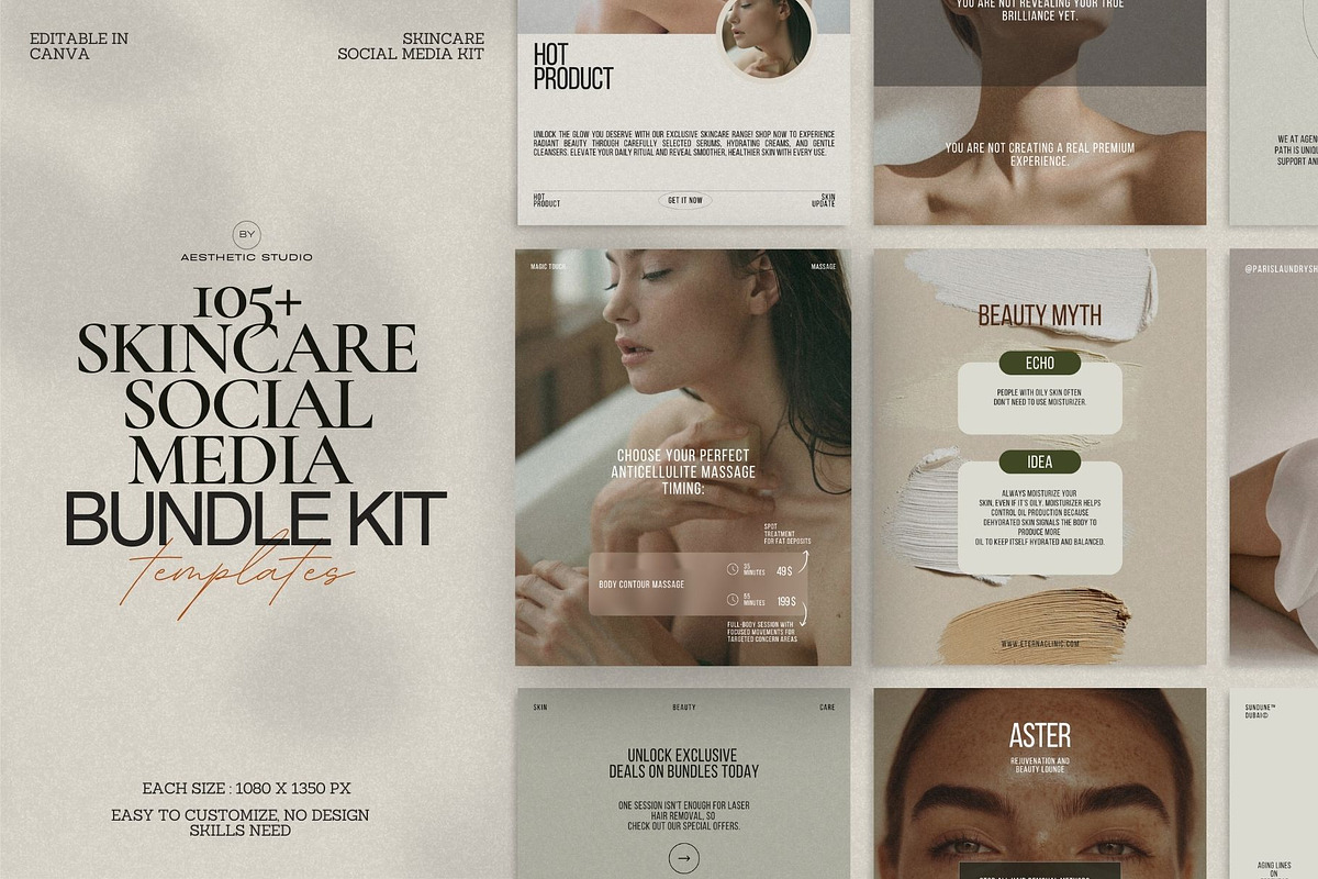 Skincare Posts for Canva Bundle