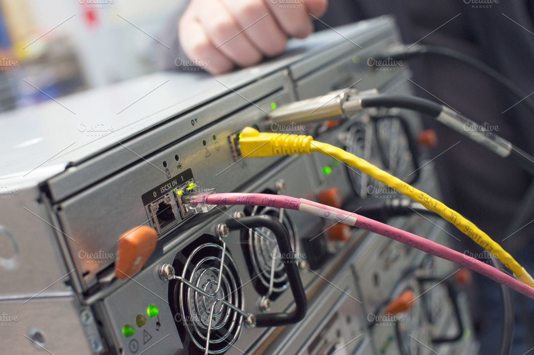 Back of Server Computer with Cables