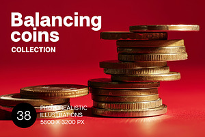 Balancing coins. 38 images, a Business Photo by Handmadefont