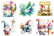 Watercolor Summer Gnome Clipart, an Illustration by DreamPrint404 (Thumbnail 3 of 6)