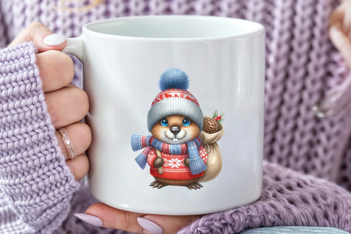 Christmas Beaver Sublimation Clipart, a Seasonal Illustration by Rose Art (Photo 7 of 7)