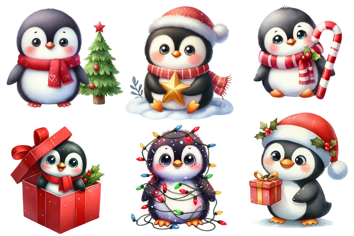 Christmas Funny Penguin Clipart, an Illustration by Designworld (Photo 2 of 6)