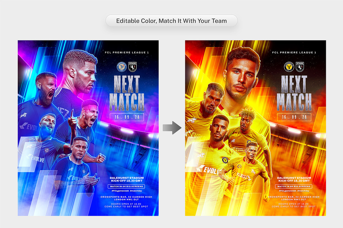 Football Matchday Instagram Template, a Social Media Template by Bornx Design (Photo 2 of 7)