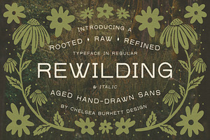 Rewilding, a Sans Serif Font by Chelsea Burkett