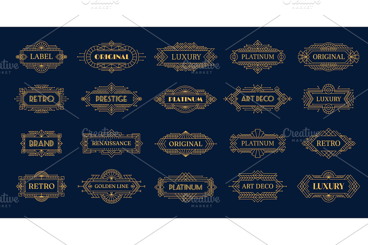 Art deco golden frames, a Decorative Illustration by Buch&Bee