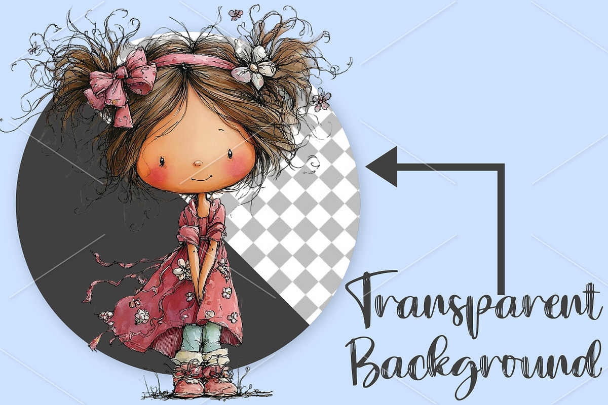 Whimsical Girl with Butterfly PNG, a Seasonal Illustration by Canvas Craft (Photo 2 of 7)