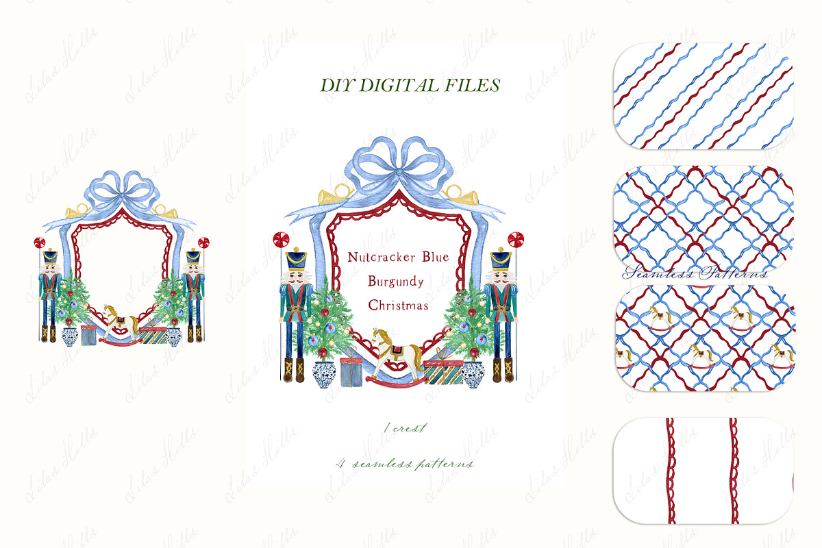 Nutcracker Burgundy Blue Crest, a Decorative Illustration by LABFcreations (Photo 4 of 4)
