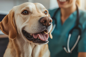 Happy Labrador Retriever at the Vet, an Animal Photo by Pixeness Studio