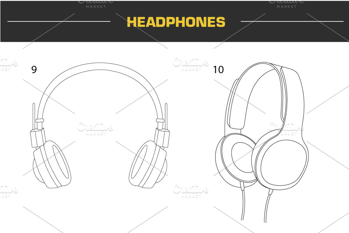 10 Headphones Illustrations, an Object Illustration by Cartoon Lab (Photo 6 of 6)