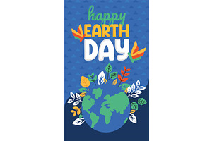 Geometric earth day card Vector, a Seasonal Illustration by studioDK