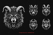10 Bundle Dark Art Wolf Horn Scary, an Illustration by Morspective (Thumbnail 3 of 7)