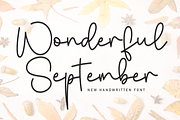 Wonderful September | Script Font, a Handwritten Font by Scratchones (Thumbnail 1 of 8)