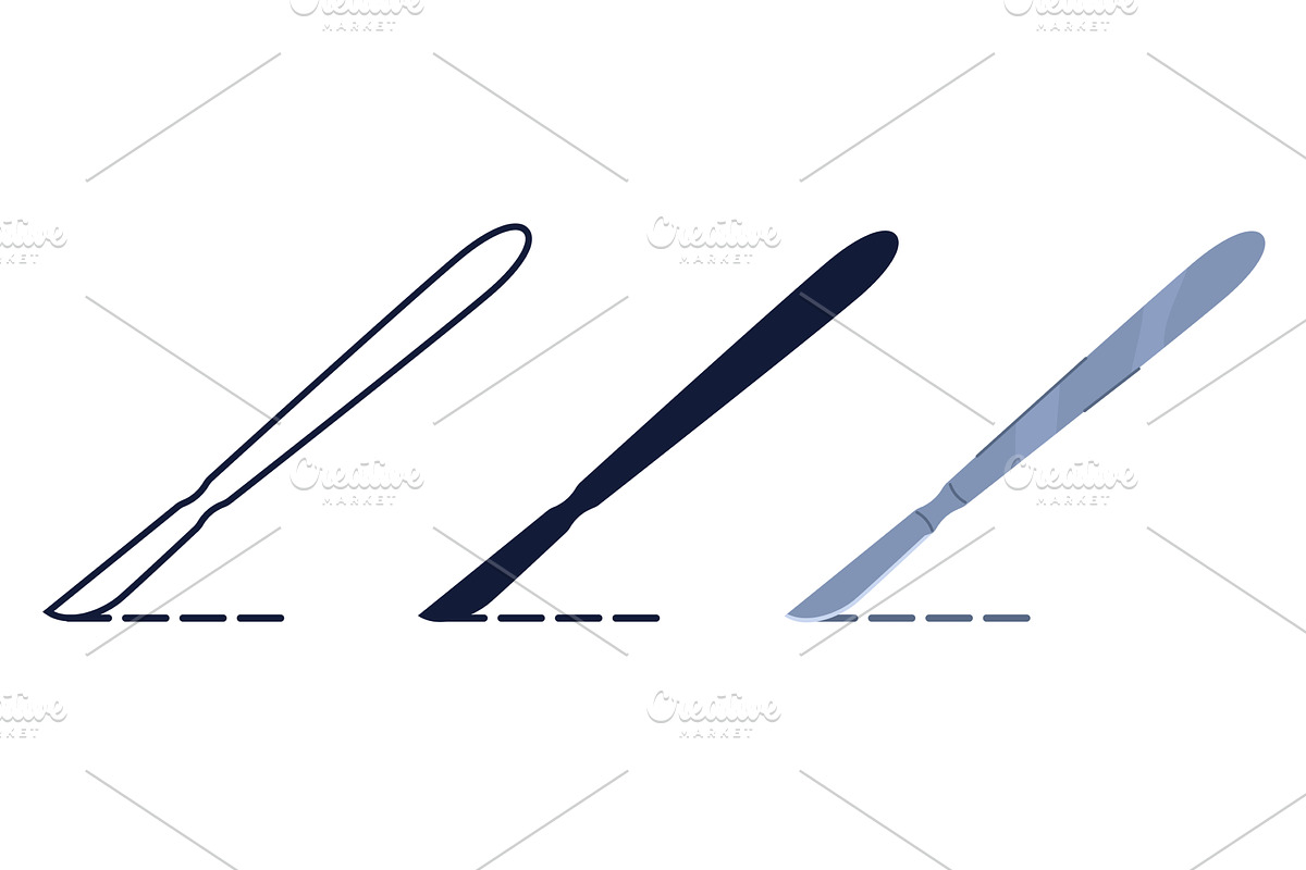Set scalpel icons with incision, a Healthcare Illustration by YummyBuum