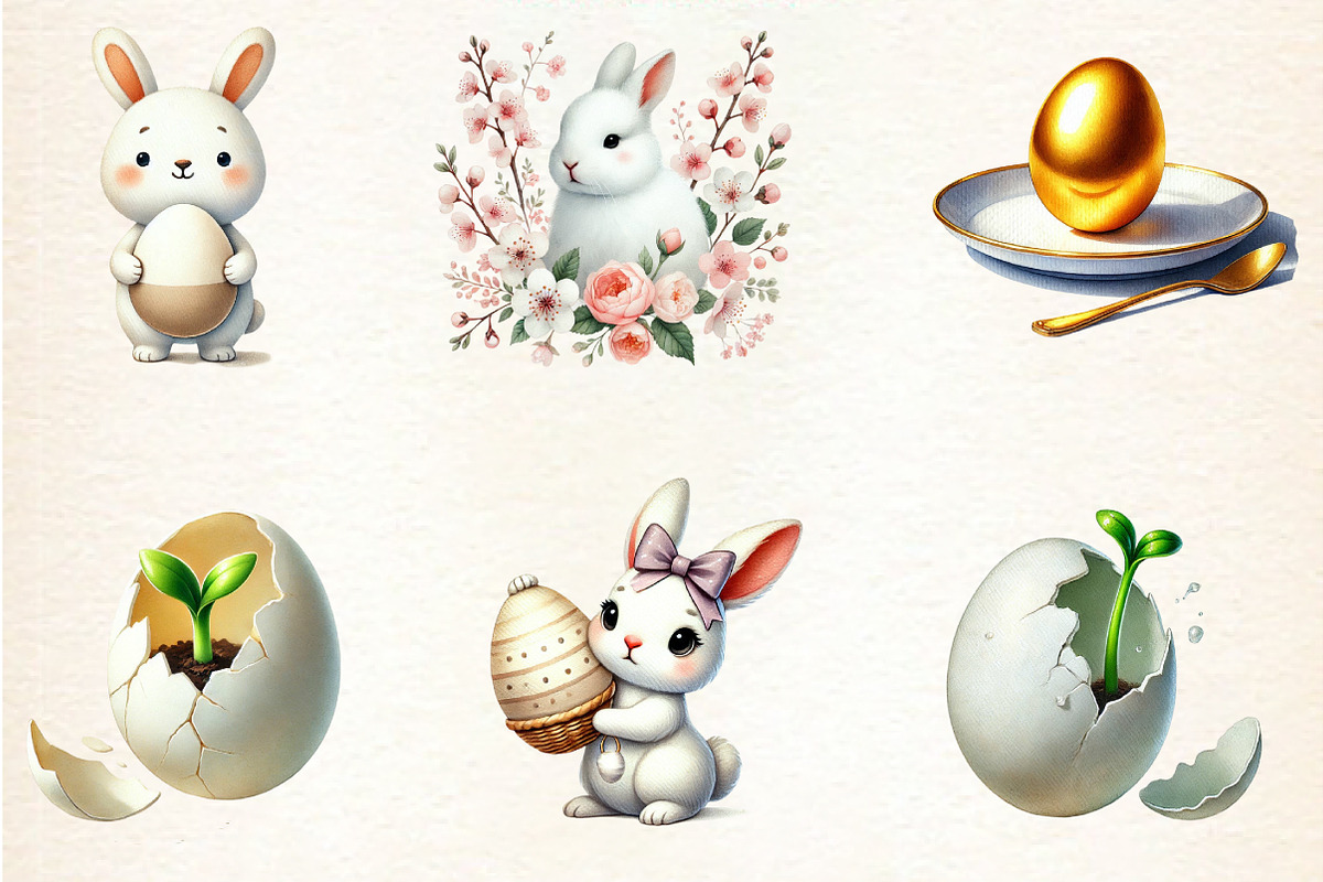 Watercolor Neutral White Easter, a Seasonal Illustration by DreamArtGraphic (Photo 3 of 3)