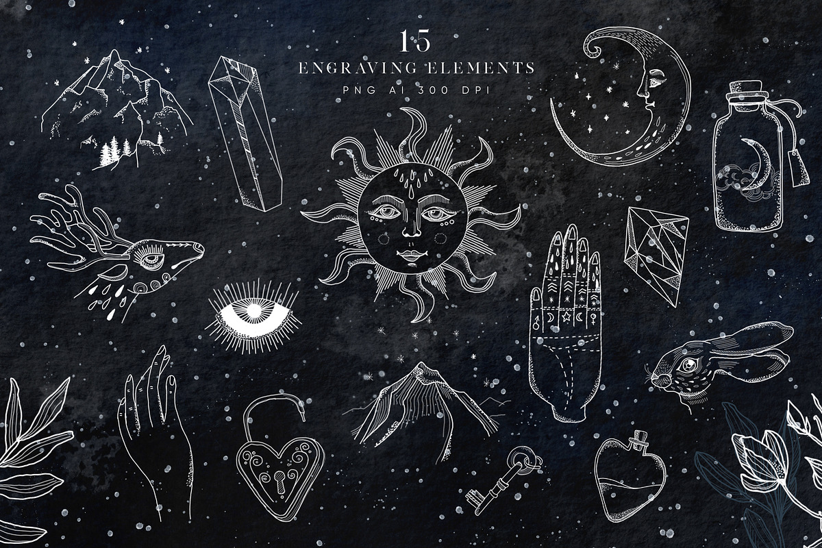 Lunare. Mysterious Graphic Set, an Animal Illustration by Muse Artist (Photo 2 of 16)