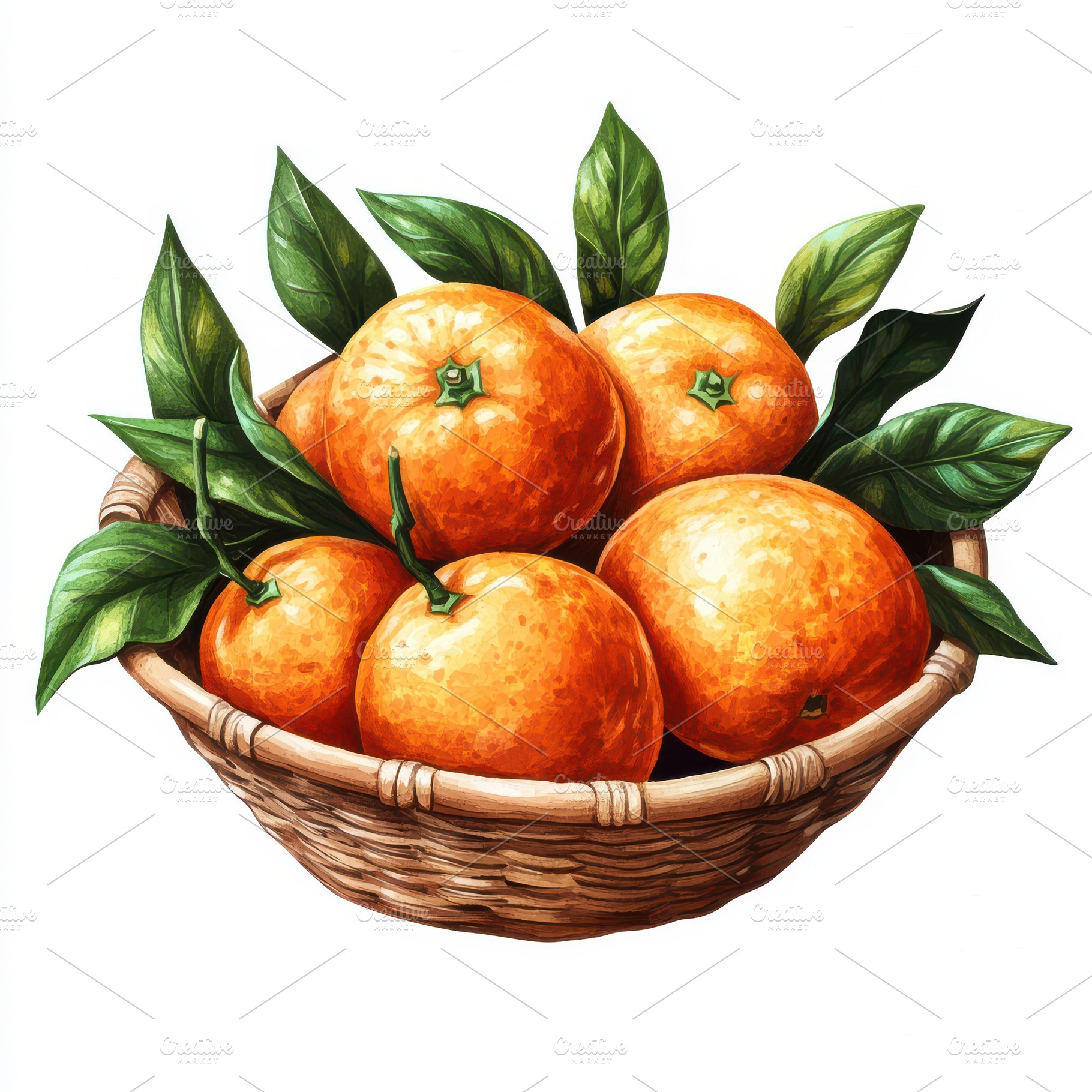 Oranges with green leaves in basket, a Beauty & Fashion Photo by Pixeness Studio