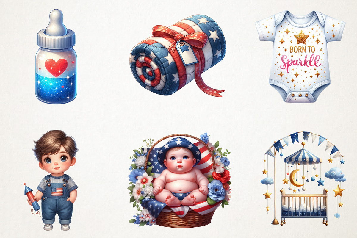 4th of July Baby Nursery Sublimation, a Seasonal Illustration by RobertsArt (Photo 4 of 7)