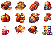 Watercolor Plaid Autumn Clipart, an Illustration by Designworld (Thumbnail 2 of 5)