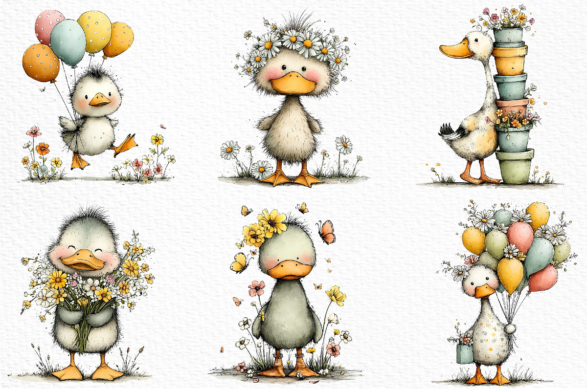 Quirky Spring Duck Clipart Png, an Illustration by Craft Nest (Photo 4 of 11)