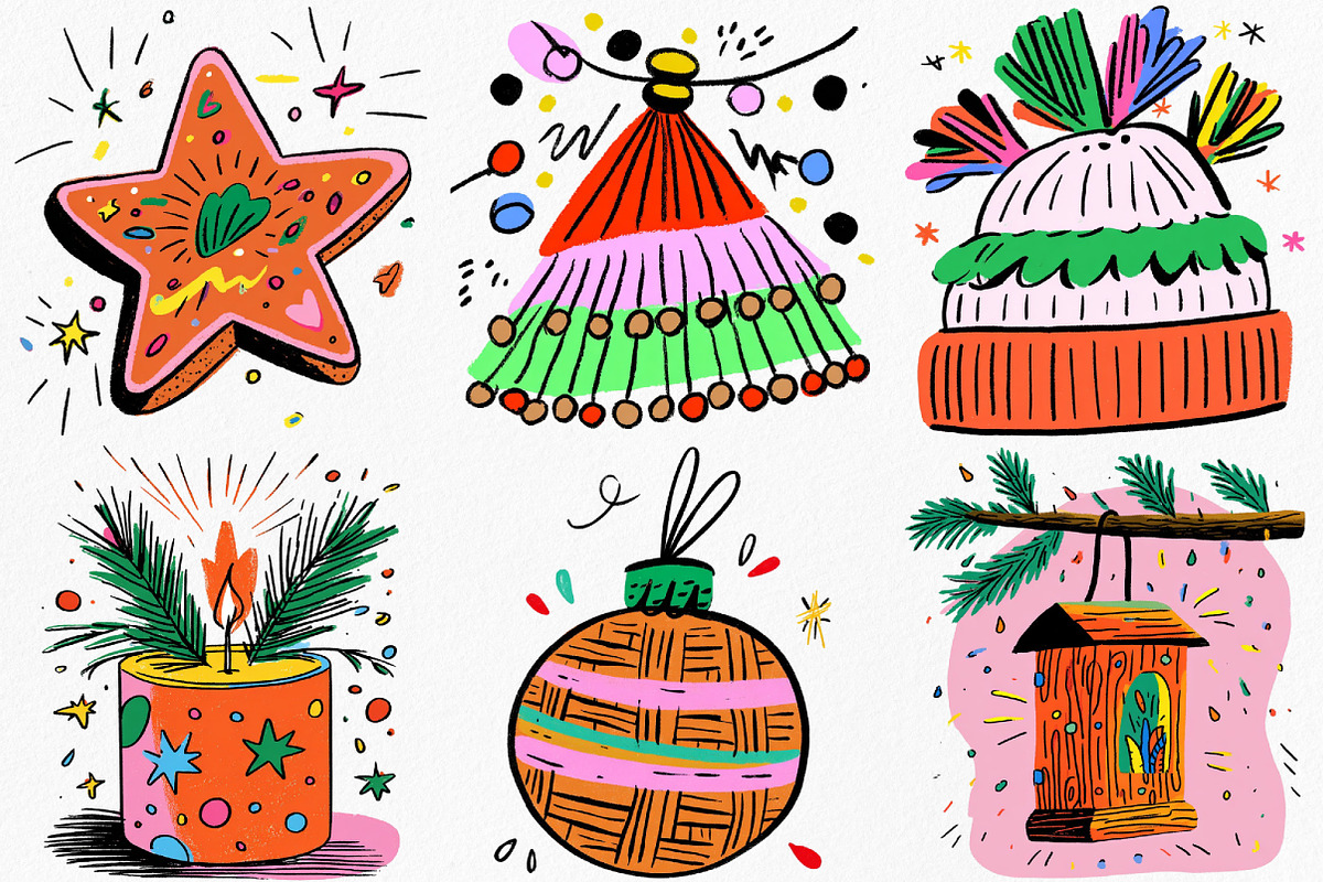 Watercolor Boho Christmas Clipart, an Illustration by Canvas Craft (Photo 2 of 8)