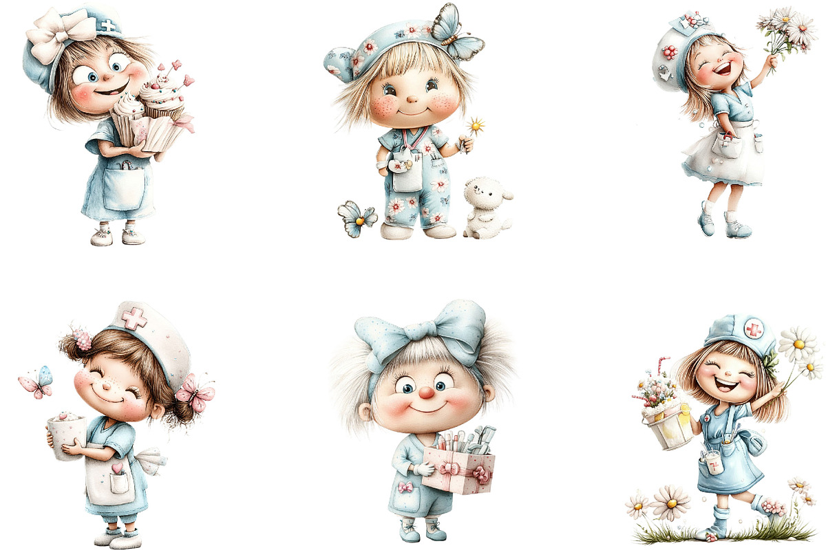 Whimsical Nurse PNG Clipart, a Seasonal Illustration by Designking (Photo 3 of 5)